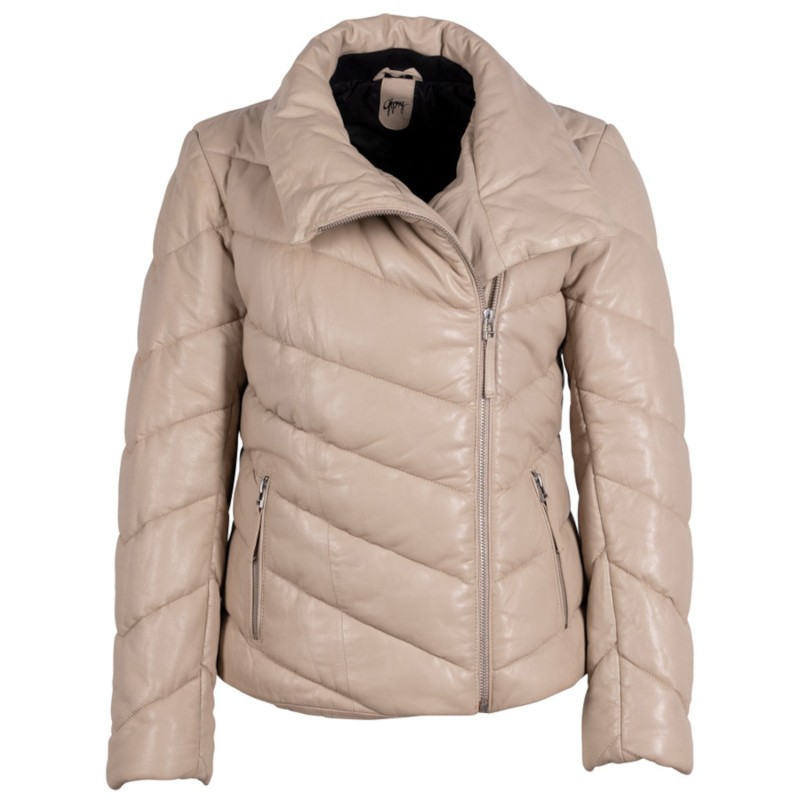 Geaca de Iarna din Piele Dama Gipsy Bej GWRomea – Black Friday