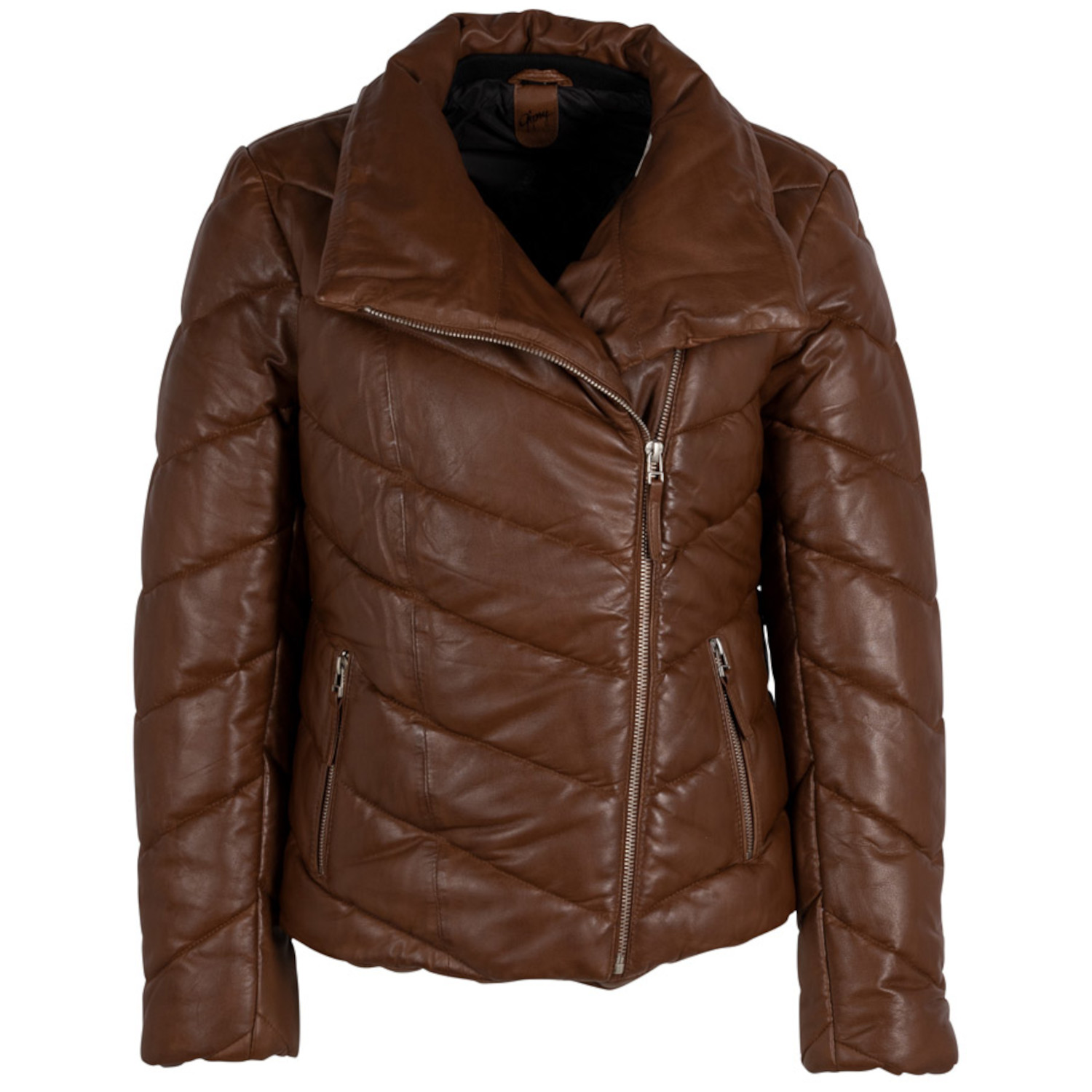 Geaca de Iarna din Piele Dama Gipsy Coniac GWRomea – Black Friday