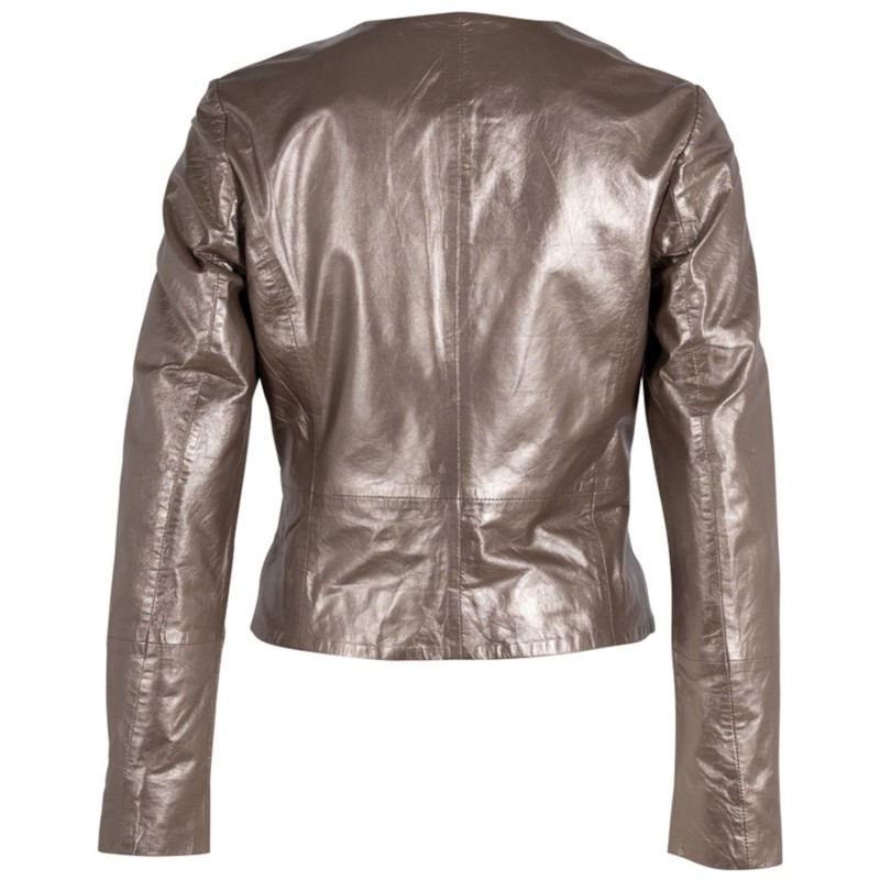 Geaca de Piele Dama Gipsy Argintiu Antic Metalizat GWRubie – IMBRACAMINTE