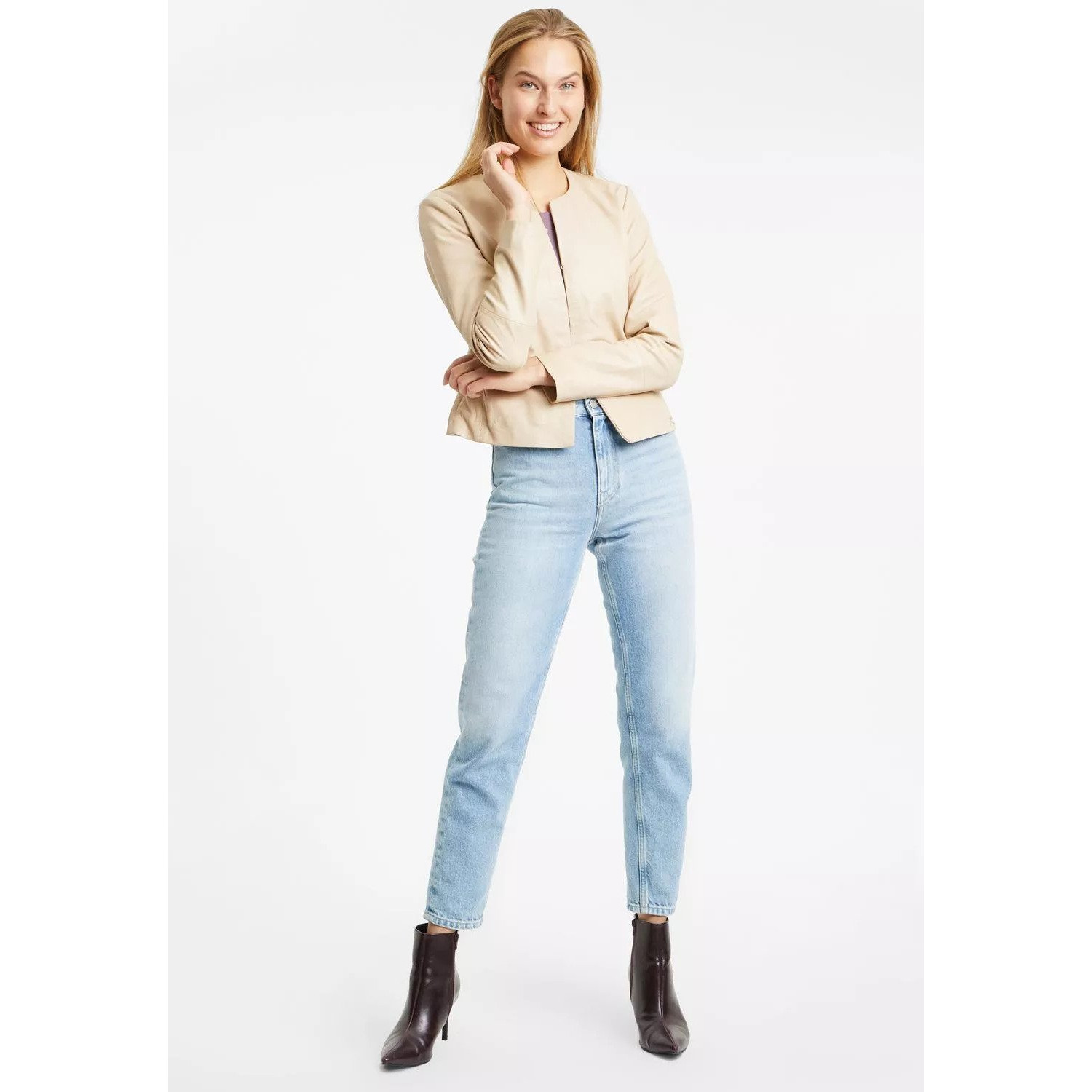 Geaca de Piele Dama Gipsy Bej Deschis GWRubie – Black Friday