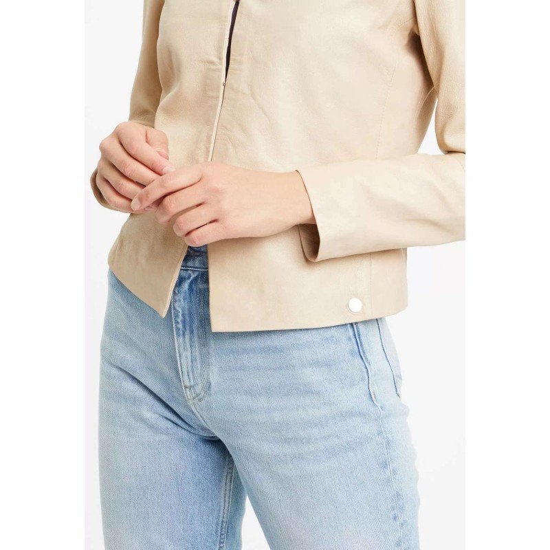 Geaca de Piele Dama Gipsy Bej Deschis GWRubie – IMBRACAMINTE