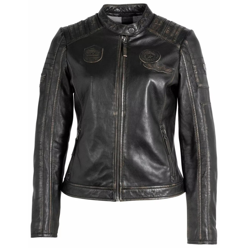 Geaca de Piele Dama Gipsy Negru/Bej GWRyanna LROV Geaca de Piele Dama Gipsy Negru/Bej GWRyanna LROV - readytowear.ro