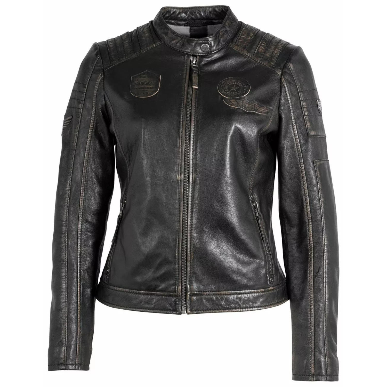 Geaca de Piele Dama Gipsy Negru/Bej GWRyanna LROV – IMBRACAMINTE