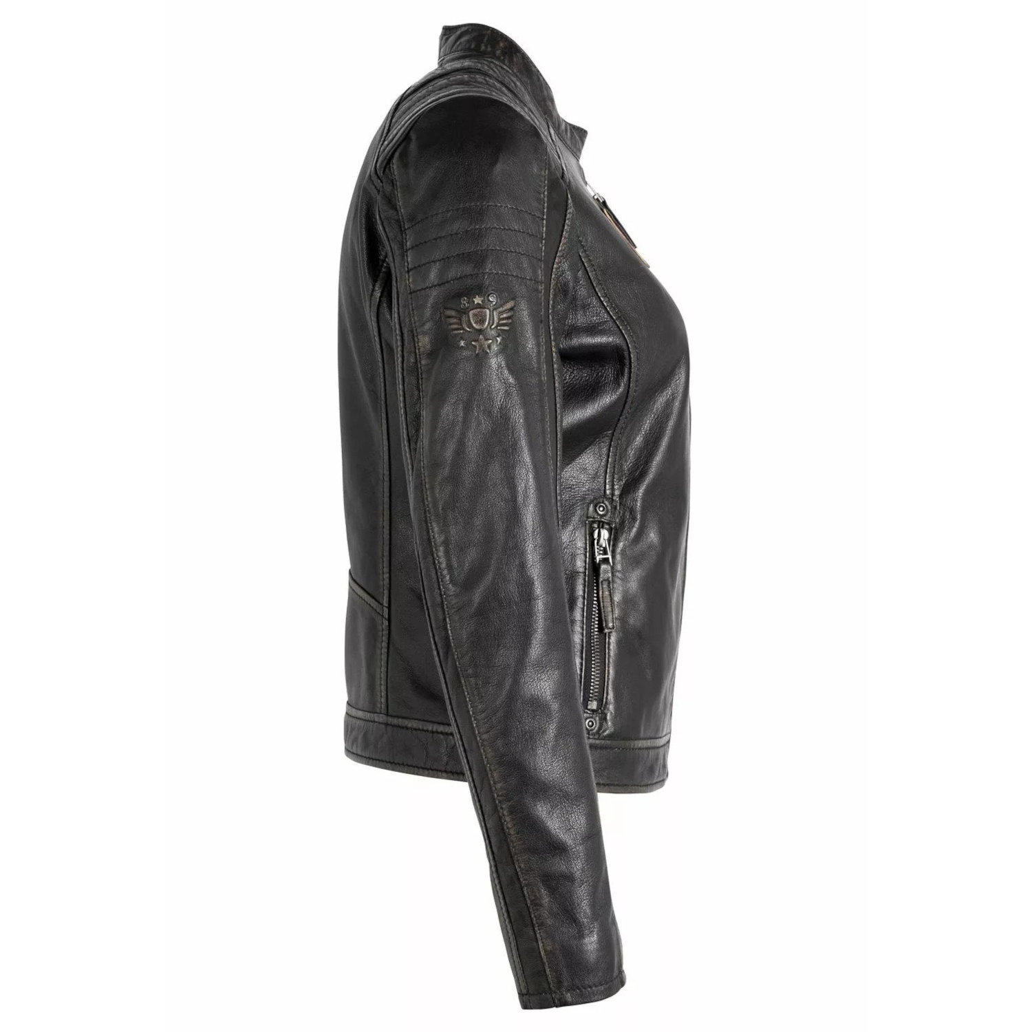 Geaca de Piele Dama Gipsy Negru/Bej GWRyanna LROV – IMBRACAMINTE