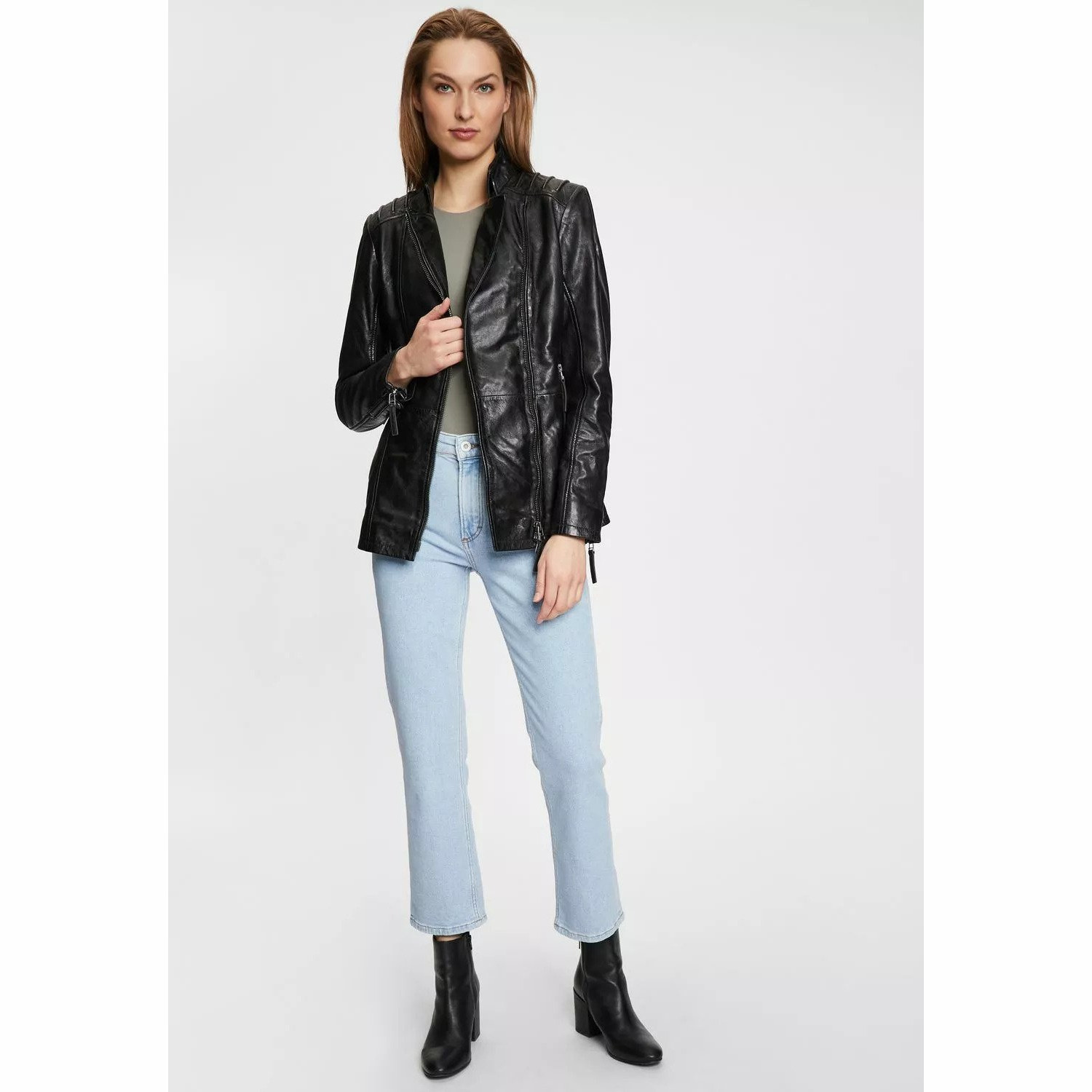 Geaca Lunga de Piele Dama Gipsy Neagra GWScandel – IMBRACAMINTE