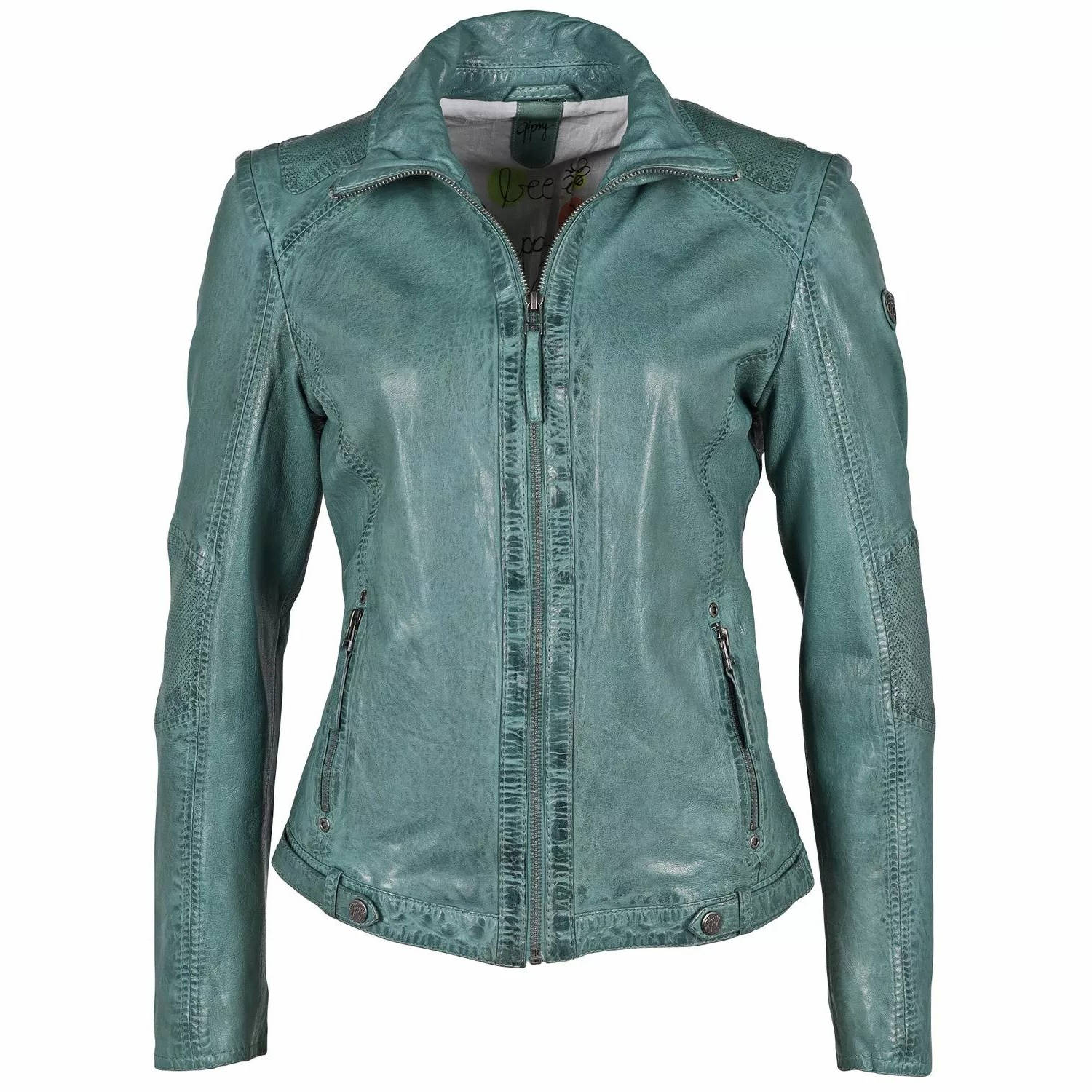 Geaca de Piele Dama Gipsy Turcoaz GWSeana LAMAXV – IMBRACAMINTE