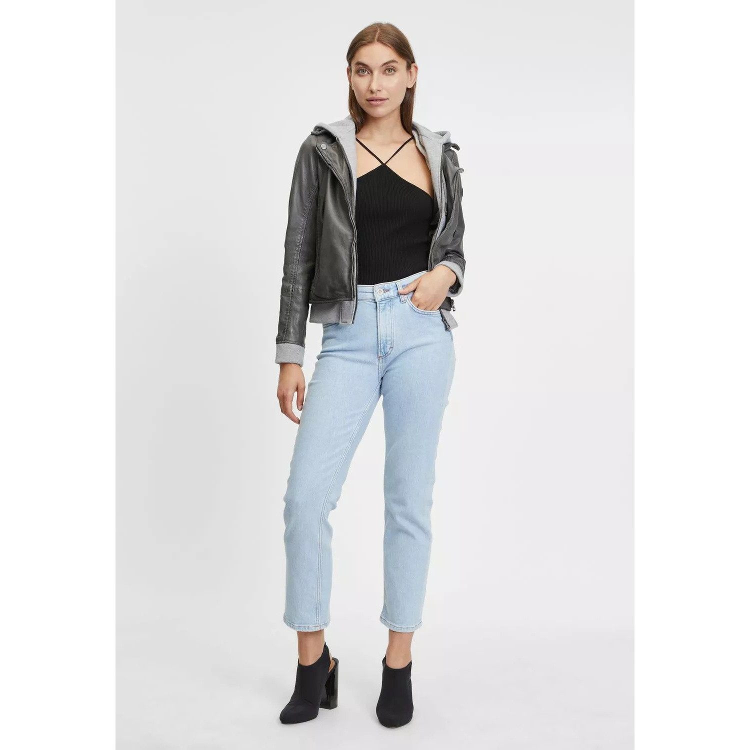 Geaca de Piele Dama Gipsy Antracit GWSkyla LEGV – IMBRACAMINTE