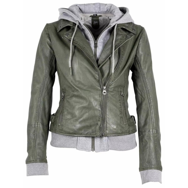 Geaca de Piele Dama Gipsy Verde Inchis GWSkyla LEGV – IMBRACAMINTE