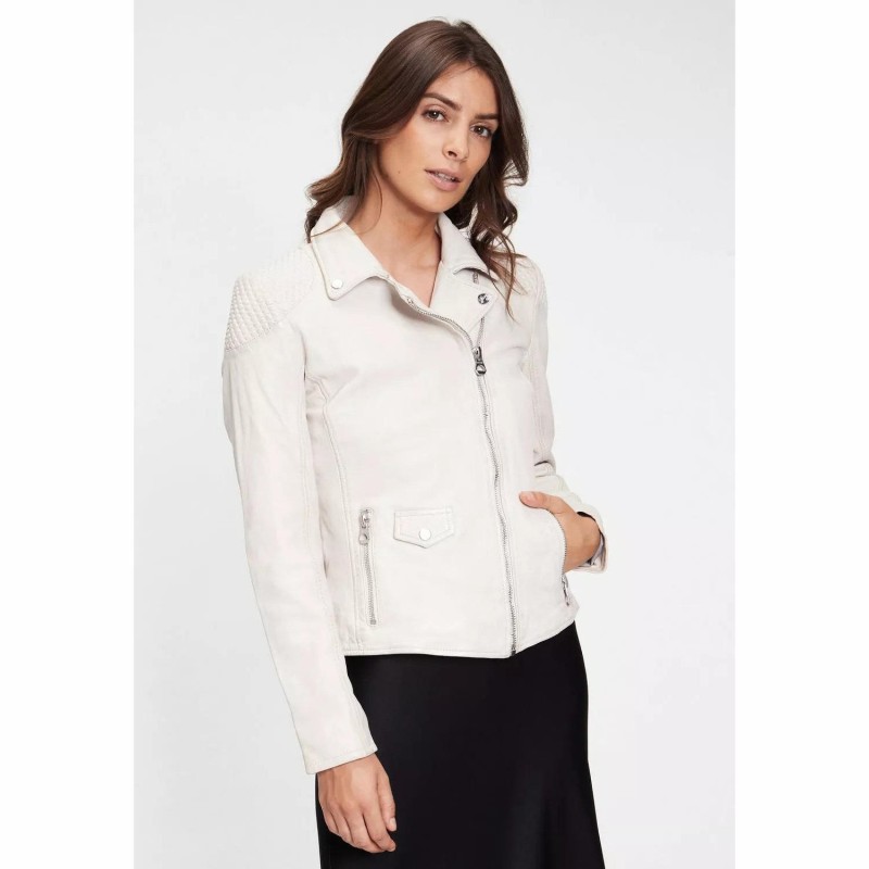 Geaca de Piele Dama Gipsy Alb Galbui GWSpecially LVANV – IMBRACAMINTE