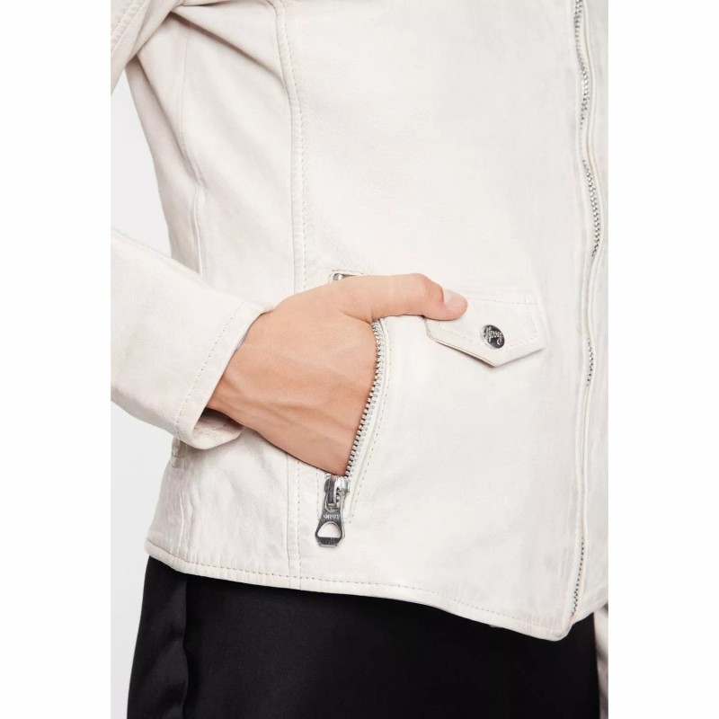 Geaca de Piele Dama Gipsy Alb Galbui GWSpecially LVANV – IMBRACAMINTE