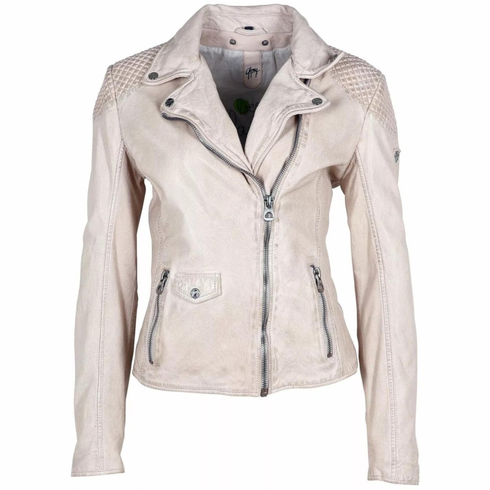 Geaca de Piele Dama Gipsy Alb Galbui GWSpecially LVANV Geaca de Piele Dama Gipsy Alb Galbui GWSpecially LVANV - readytowear