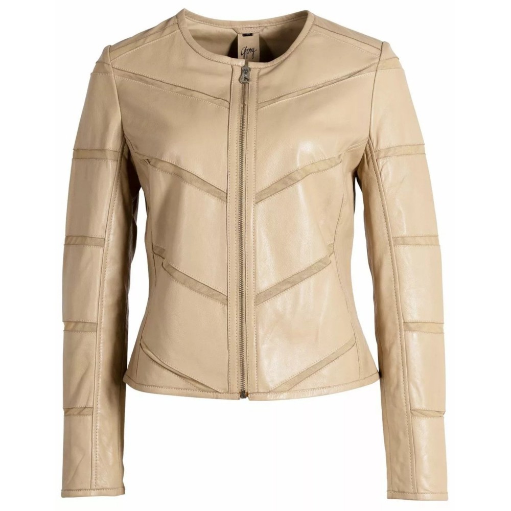 Geaca de Piele Dama Gipsy Bej GWSurlea Geaca de Piele Dama Gipsy Bej GWSurlea - readytowear.ro