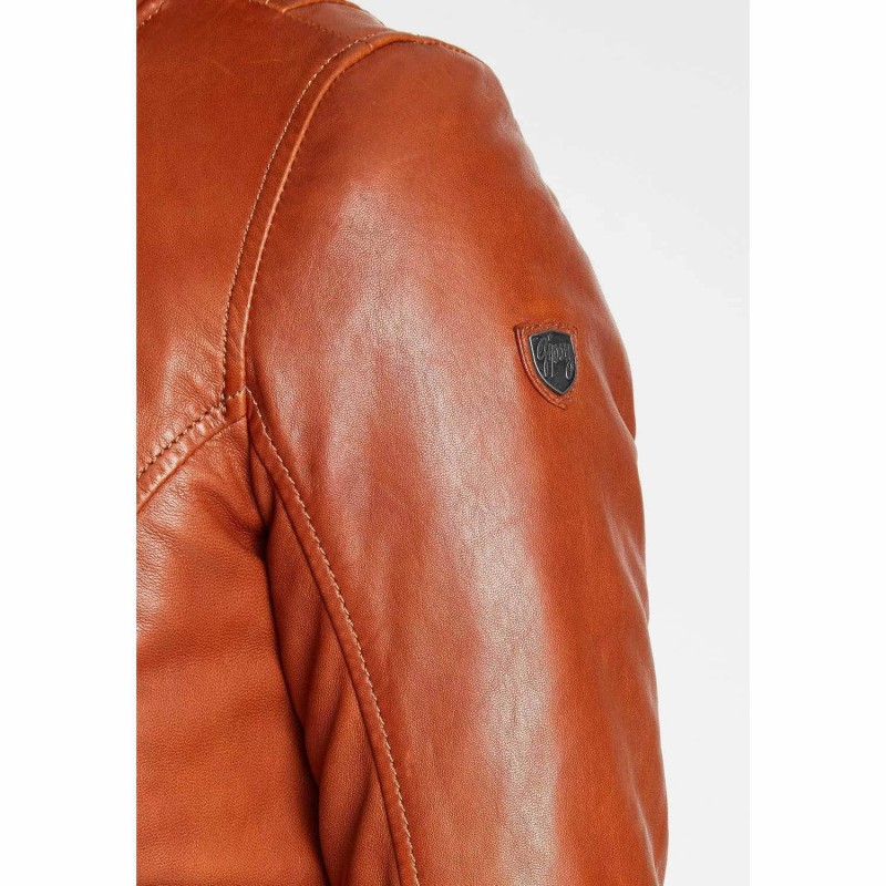 Geaca Lunga de Iarna din Piele Dama Gipsy Coniac GWTamala – IMBRACAMINTE