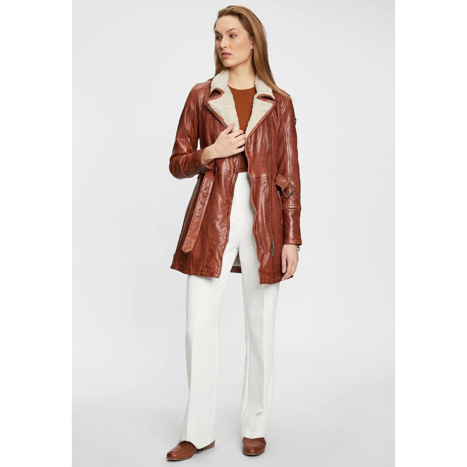 Geaca Lunga de Iarna din Piele Dama Gipsy Coniac GWTamala – Black Friday Geaca Lunga de Iarna din Piele Dama Gipsy Coniac GWTamala – Black Friday