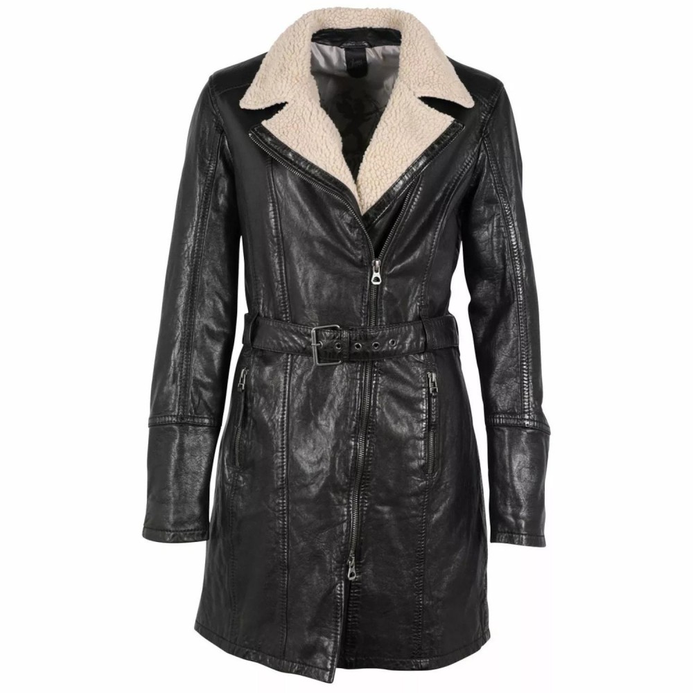Geaca Lunga de Iarna din Piele Dama Gipsy Neagra GWTamala Geaca Lunga de Iarna din Piele Dama Gipsy Neagra GWTamala - readytowear