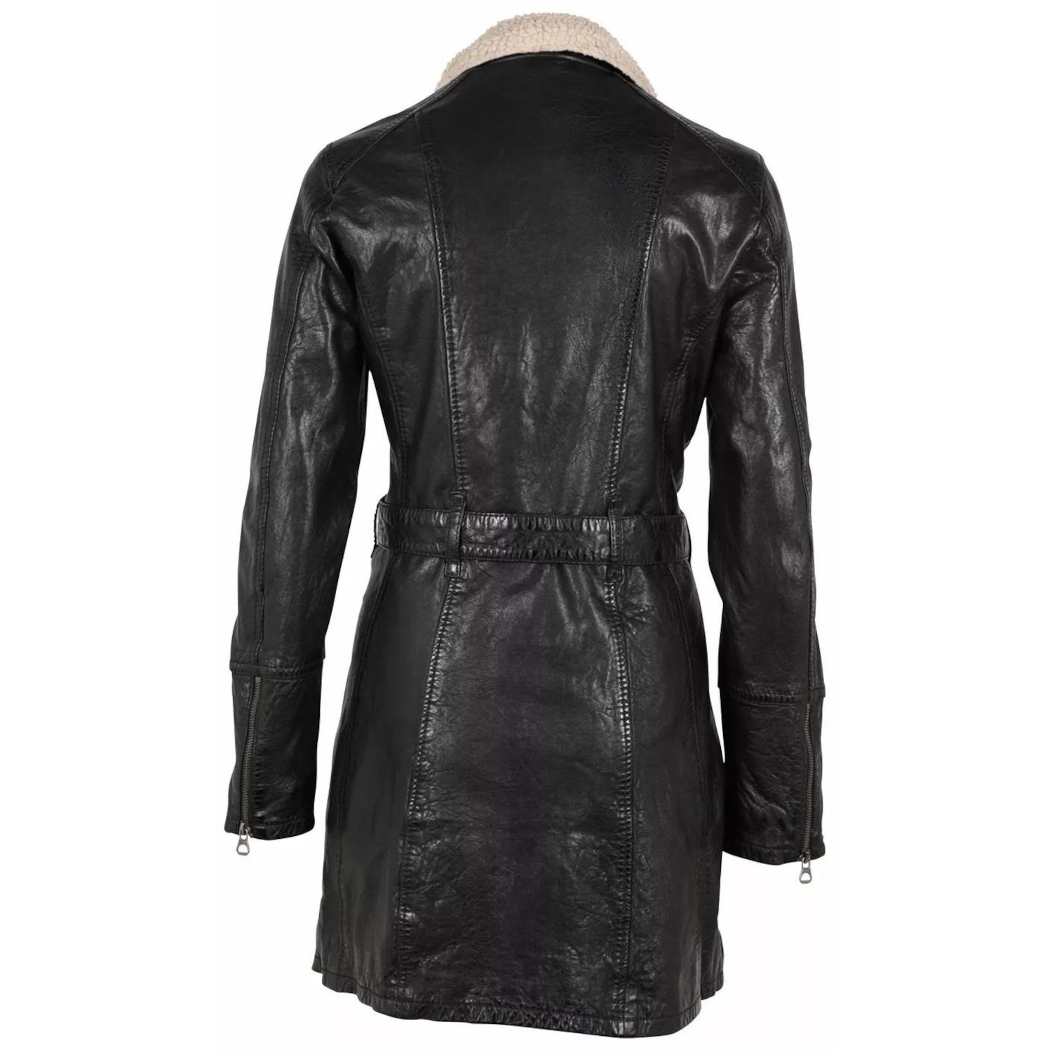 Geaca Lunga de Iarna din Piele Dama Gipsy Neagra GWTamala – Black Friday