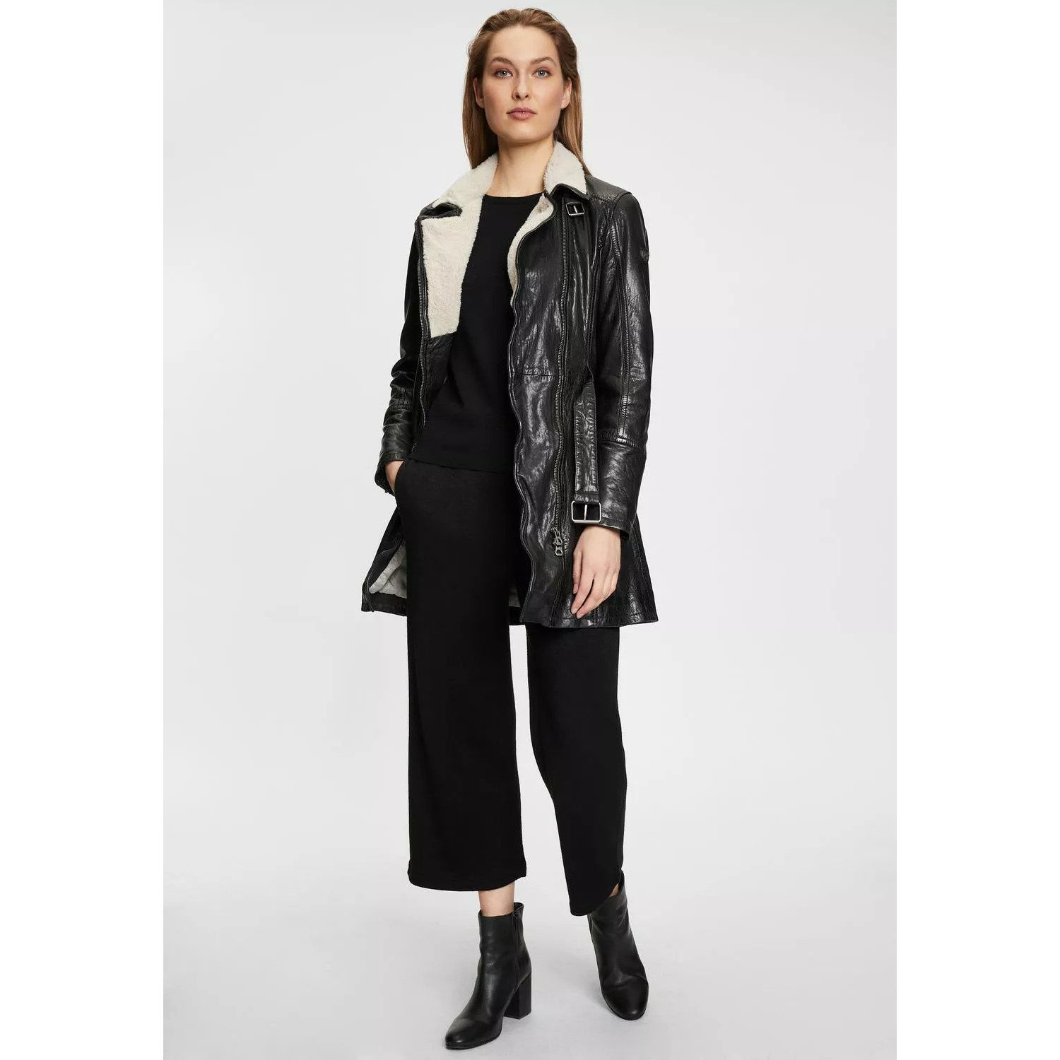 Geaca Lunga de Iarna din Piele Dama Gipsy Neagra GWTamala – Black Friday