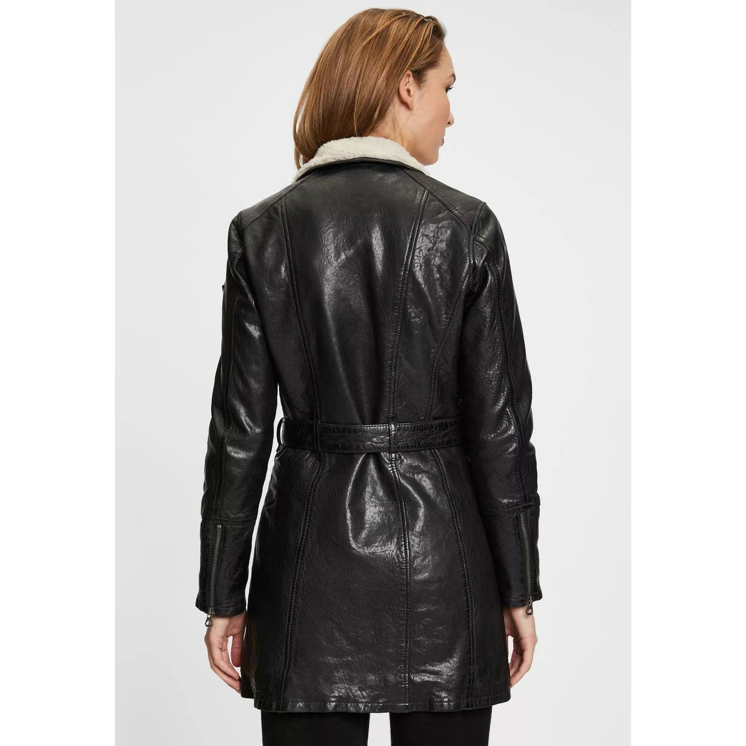 Geaca Lunga de Iarna din Piele Dama Gipsy Neagra GWTamala – Black Friday