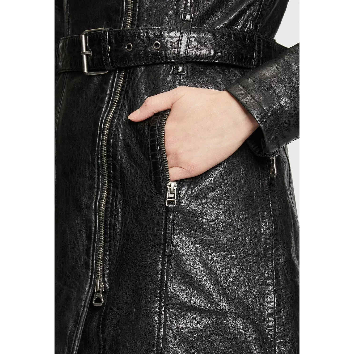 Geaca Lunga de Iarna din Piele Dama Gipsy Neagra GWTamala – Black Friday