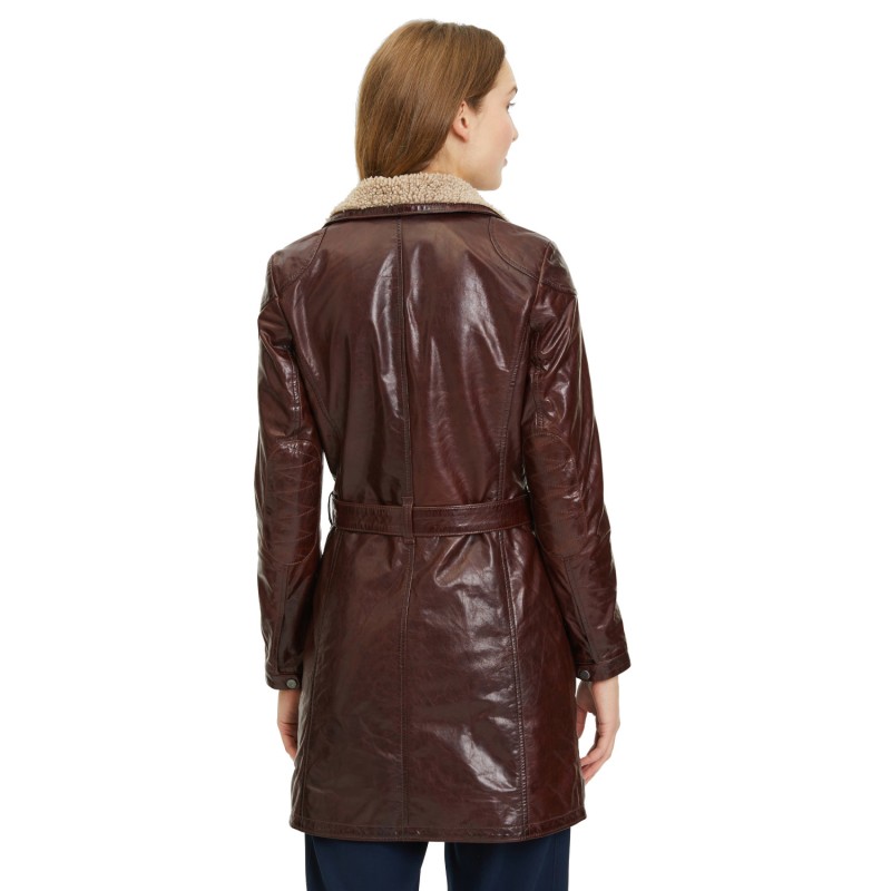 Geaca Lunga de Iarna din Piele Dama Gipsy Castanie GWTamina – Black Friday