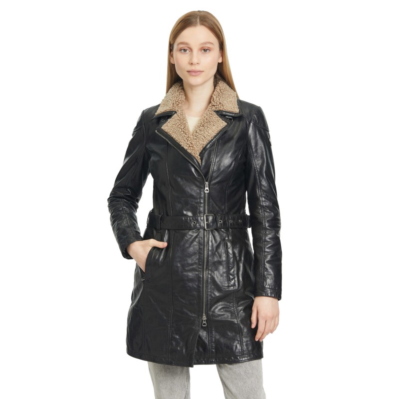 Geaca Lunga de Iarna din Piele Dama Gipsy Neagra GWTamina – IMBRACAMINTE