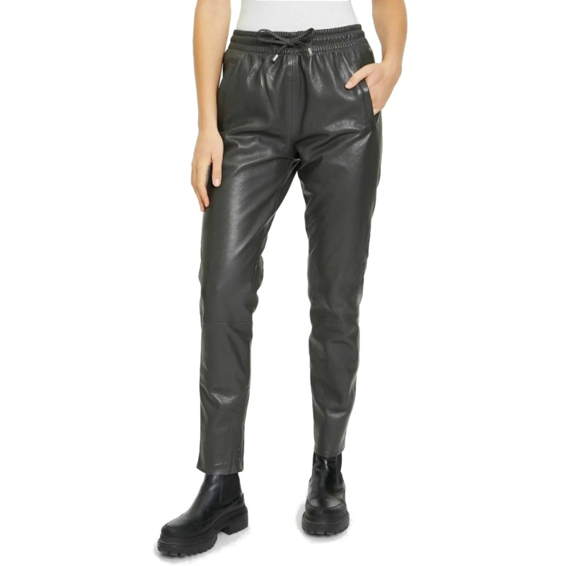 Pantaloni de Piele Dama Gipsy Olive Inchis GWTariza – Black Friday