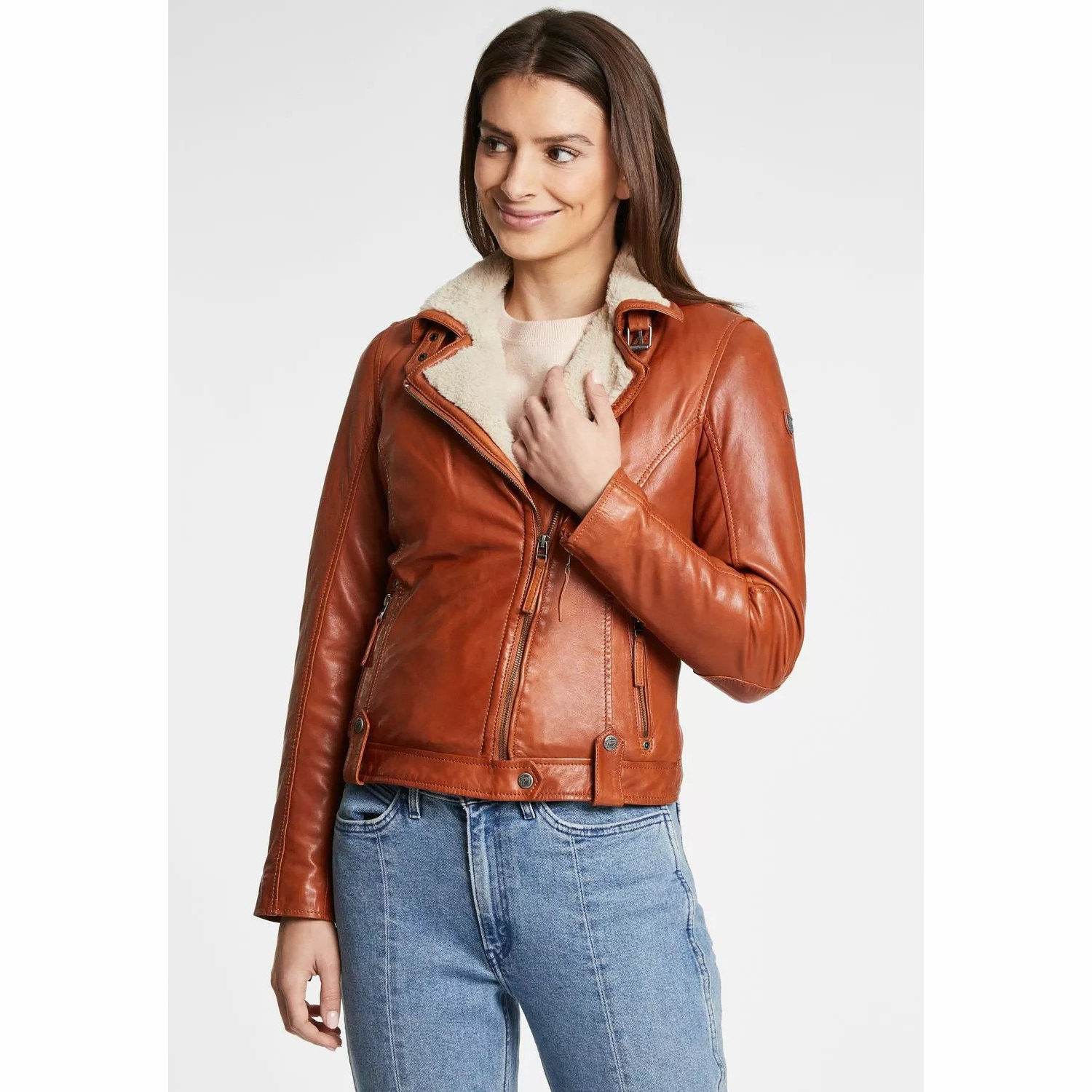 Geaca de Iarna din Piele Dama Gipsy Coniac GWTyla – IMBRACAMINTE