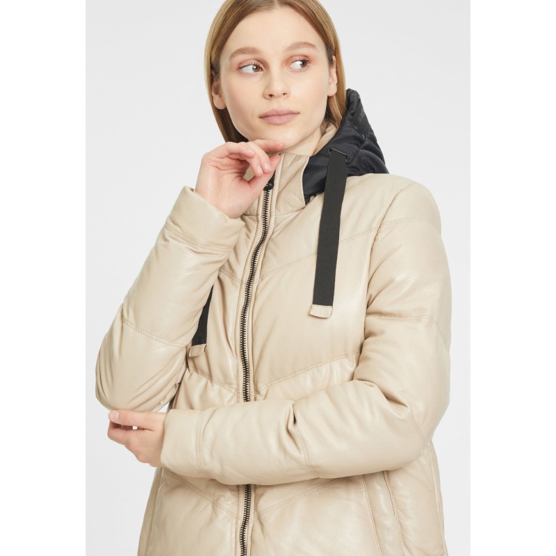 Geaca Lunga de Iarna din Piele Dama Gipsy Bej GWVallie – Black Friday