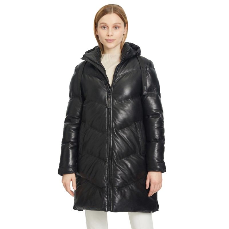 Geaca Lunga de Iarna din Piele Dama Gipsy Neagra GWVallie – IMBRACAMINTE