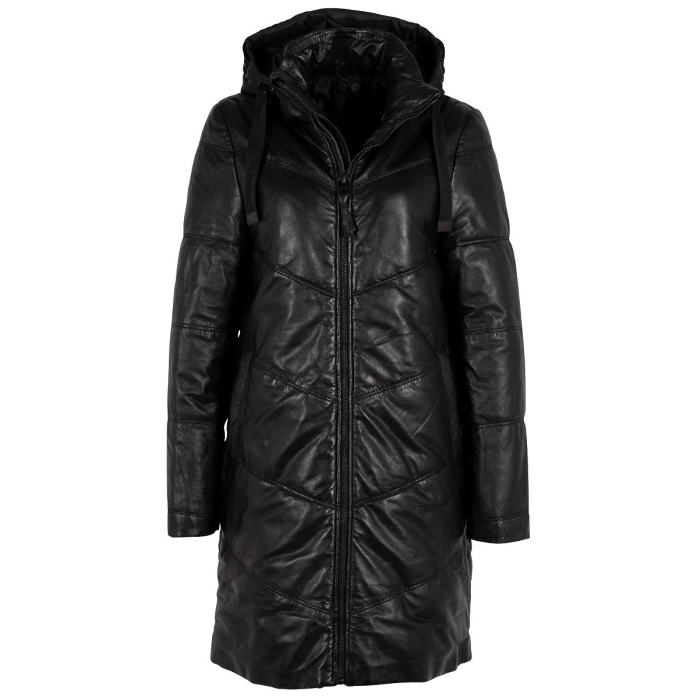 Geaca Lunga de Iarna din Piele Dama Gipsy Neagra GWVallie Geaca Lunga de Iarna din Piele Dama Gipsy Neagra GWVallie - readytowear.ro