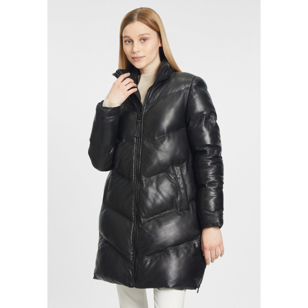 Geaca Lunga de Iarna din Piele Dama Gipsy Neagra GWVallie Geaca Lunga de Iarna din Piele Dama Gipsy Neagra GWVallie - readytowear.ro