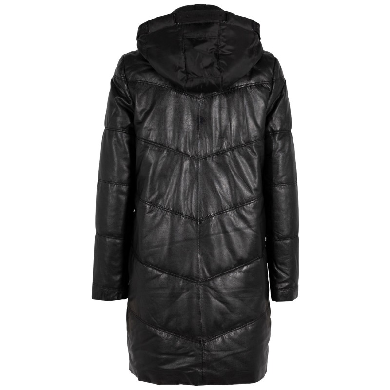 Geaca Lunga de Iarna din Piele Dama Gipsy Neagra GWVallie – IMBRACAMINTE