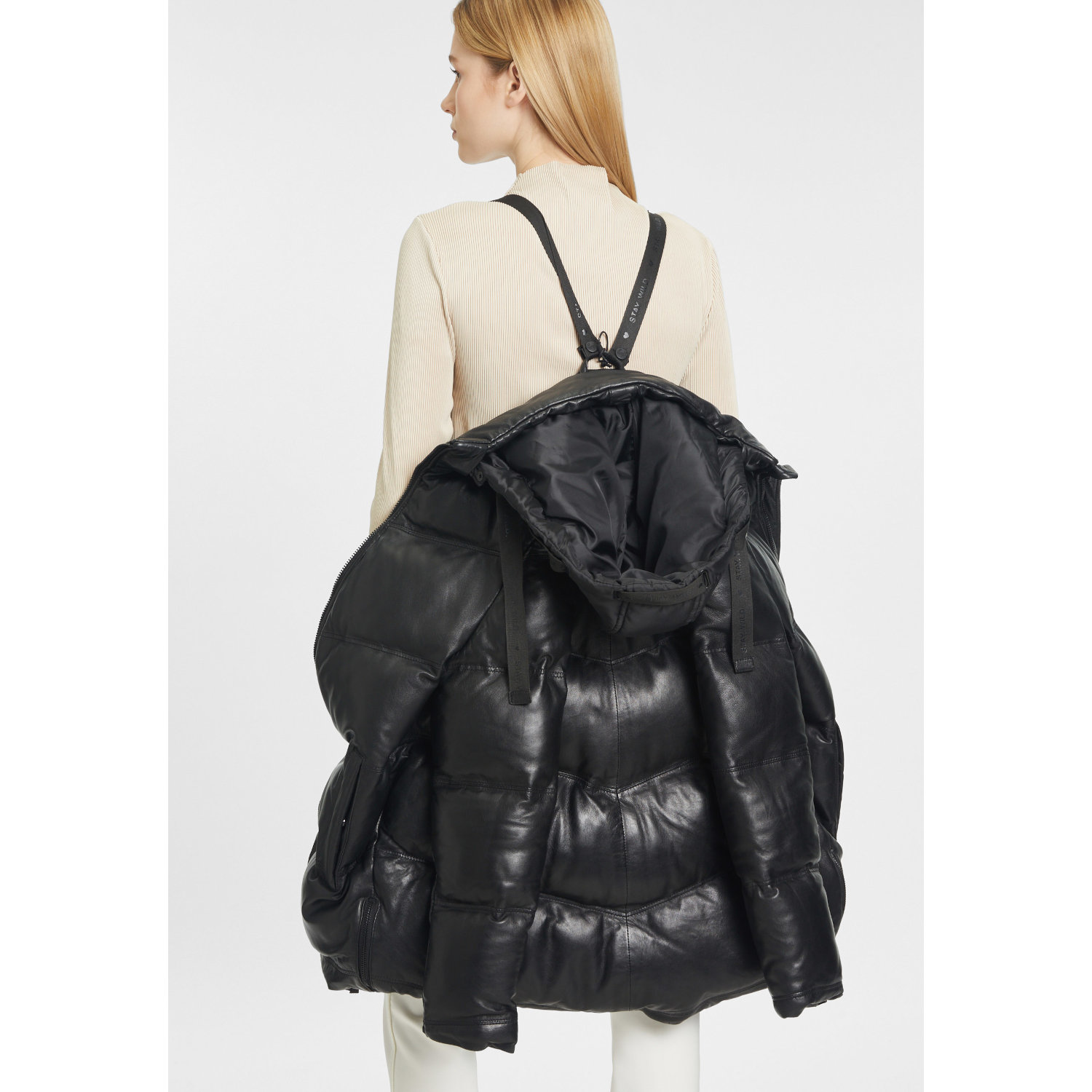 Geaca Lunga de Iarna din Piele Dama Gipsy Neagra GWVallie – Black Friday