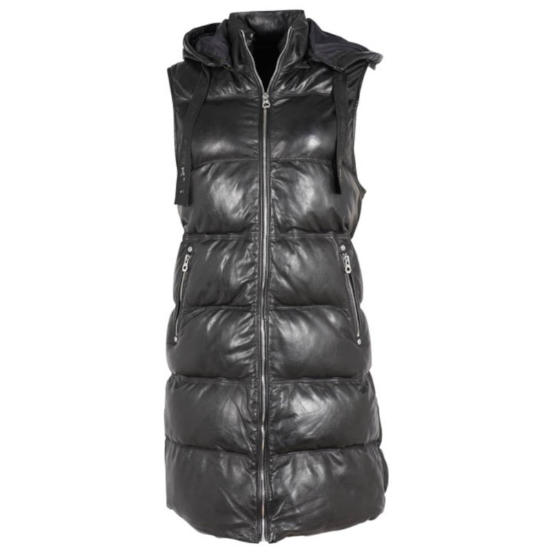 Vesta Lunga de Piele Dama Gipsy Neagra GWVeo – Veste de Piele