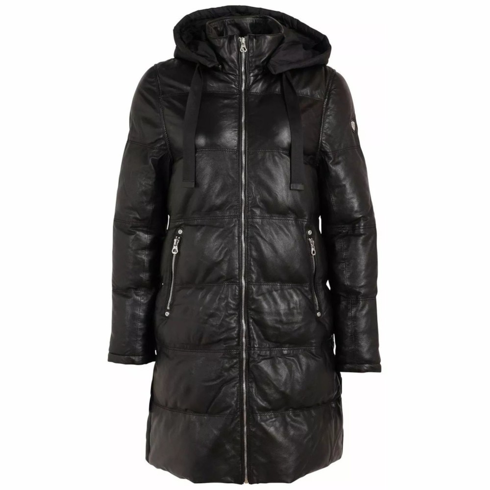 Geaca Lunga de Iarna din Piele Dama Gipsy Neagra GWViri Geaca Lunga de Iarna din Piele Dama Gipsy Neagra GWViri - readytowear