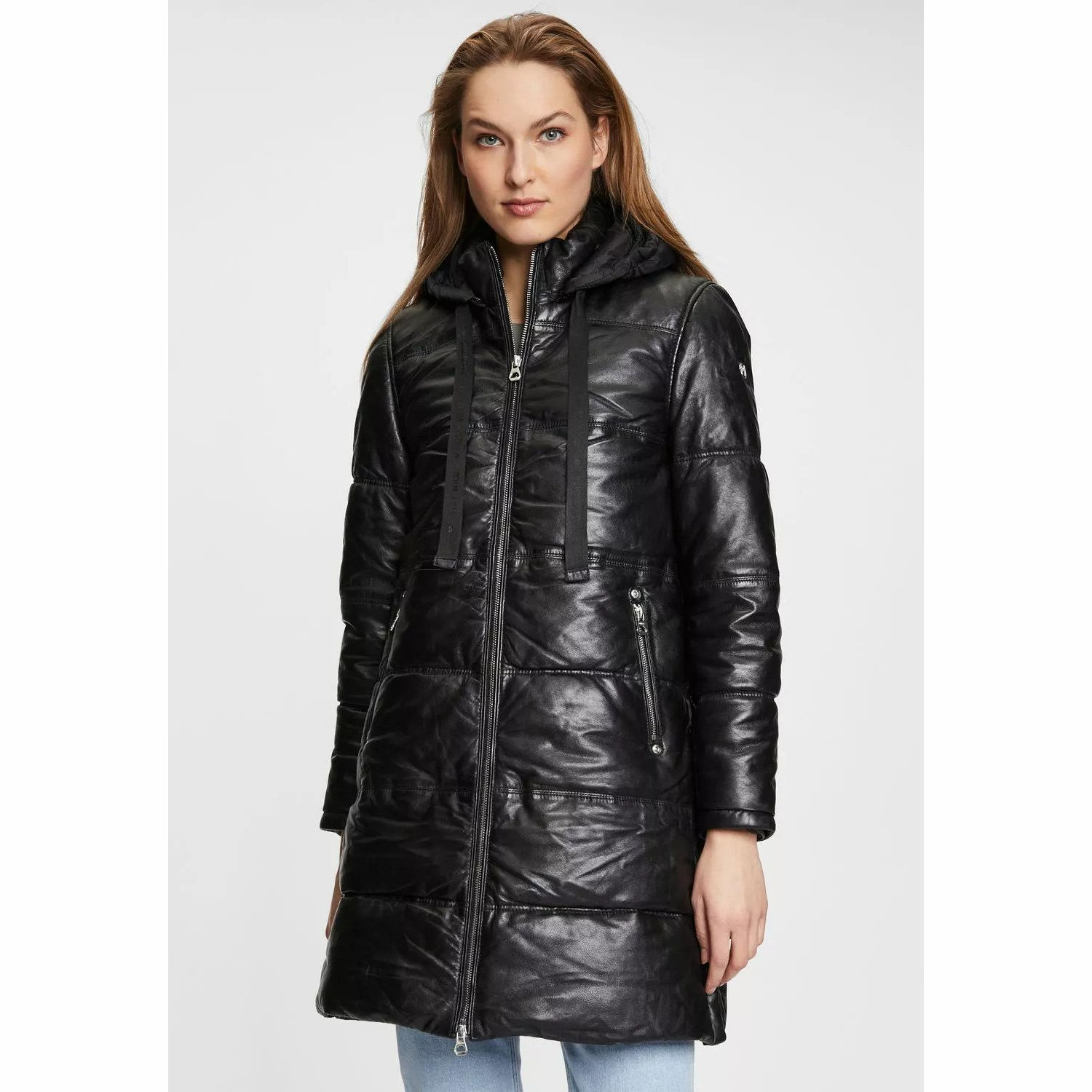 Geaca Lunga de Iarna din Piele Dama Gipsy Neagra GWViri – Black Friday