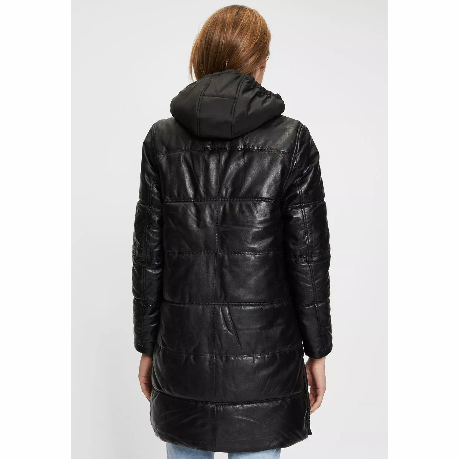 Geaca Lunga de Iarna din Piele Dama Gipsy Neagra GWViri – Black Friday