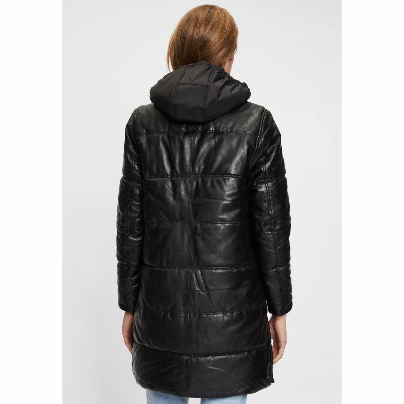 Geaca Lunga de Iarna din Piele Dama Gipsy Neagra GWViri – Black Friday