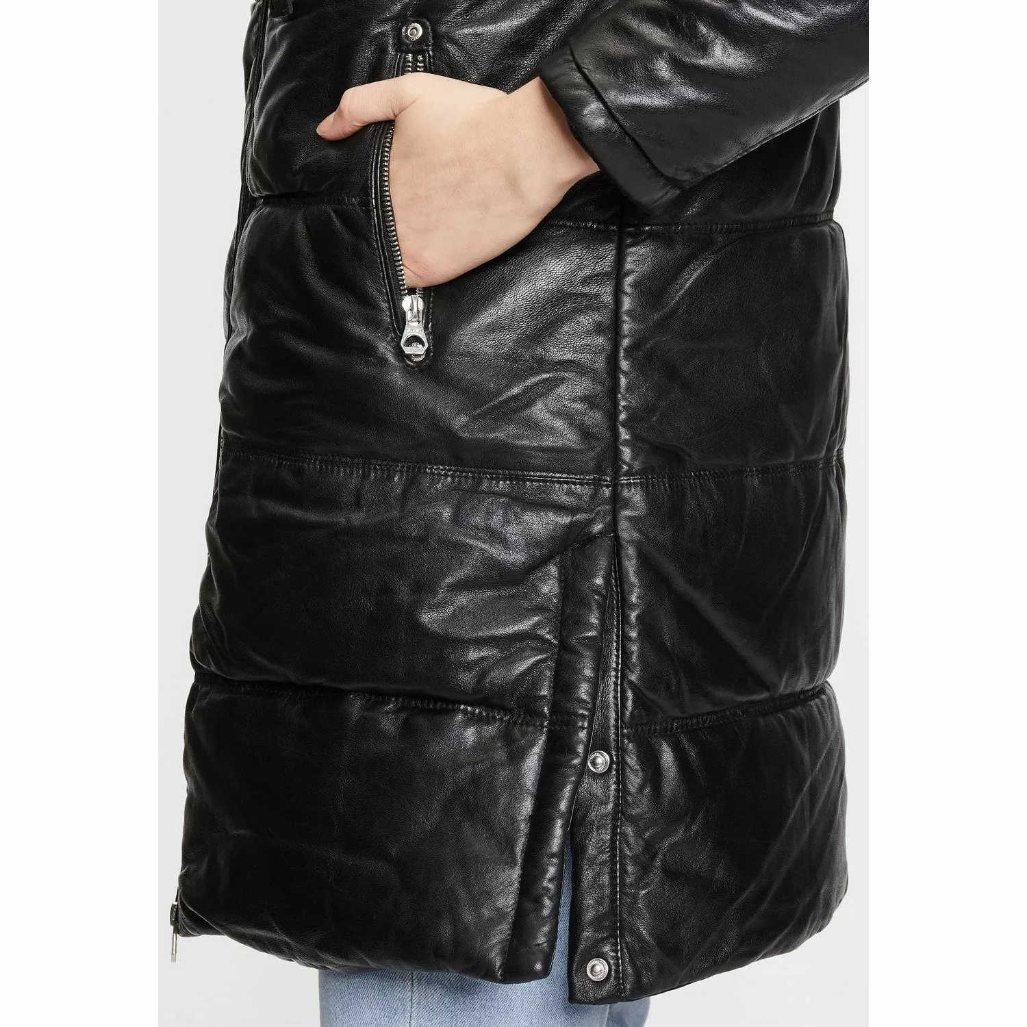 Geaca Lunga de Iarna din Piele Dama Gipsy Neagra GWViri – Black Friday