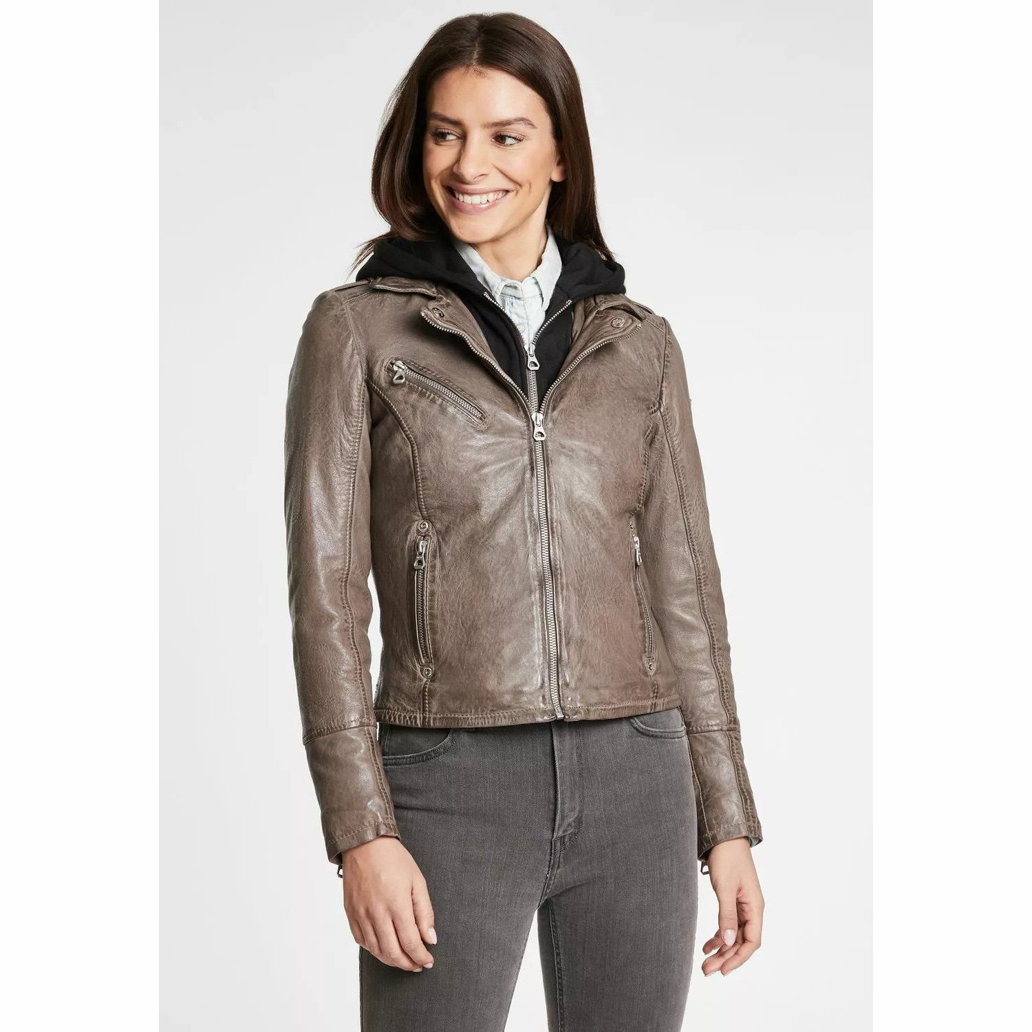 Geaca de Piele Dama Gipsy Gri GWVreni – IMBRACAMINTE Geaca de Piele Dama Gipsy Gri GWVreni – IMBRACAMINTE