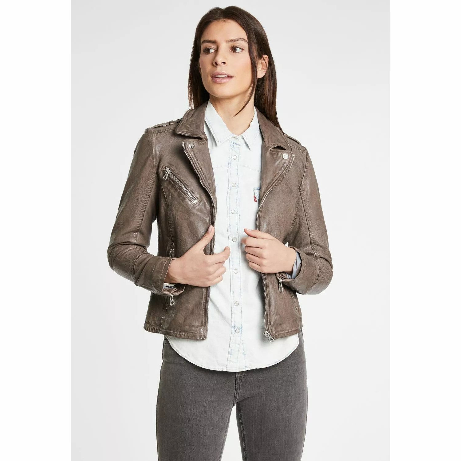 Geaca de Piele Dama Gipsy Gri GWVreni – IMBRACAMINTE Geaca de Piele Dama Gipsy Gri GWVreni – IMBRACAMINTE