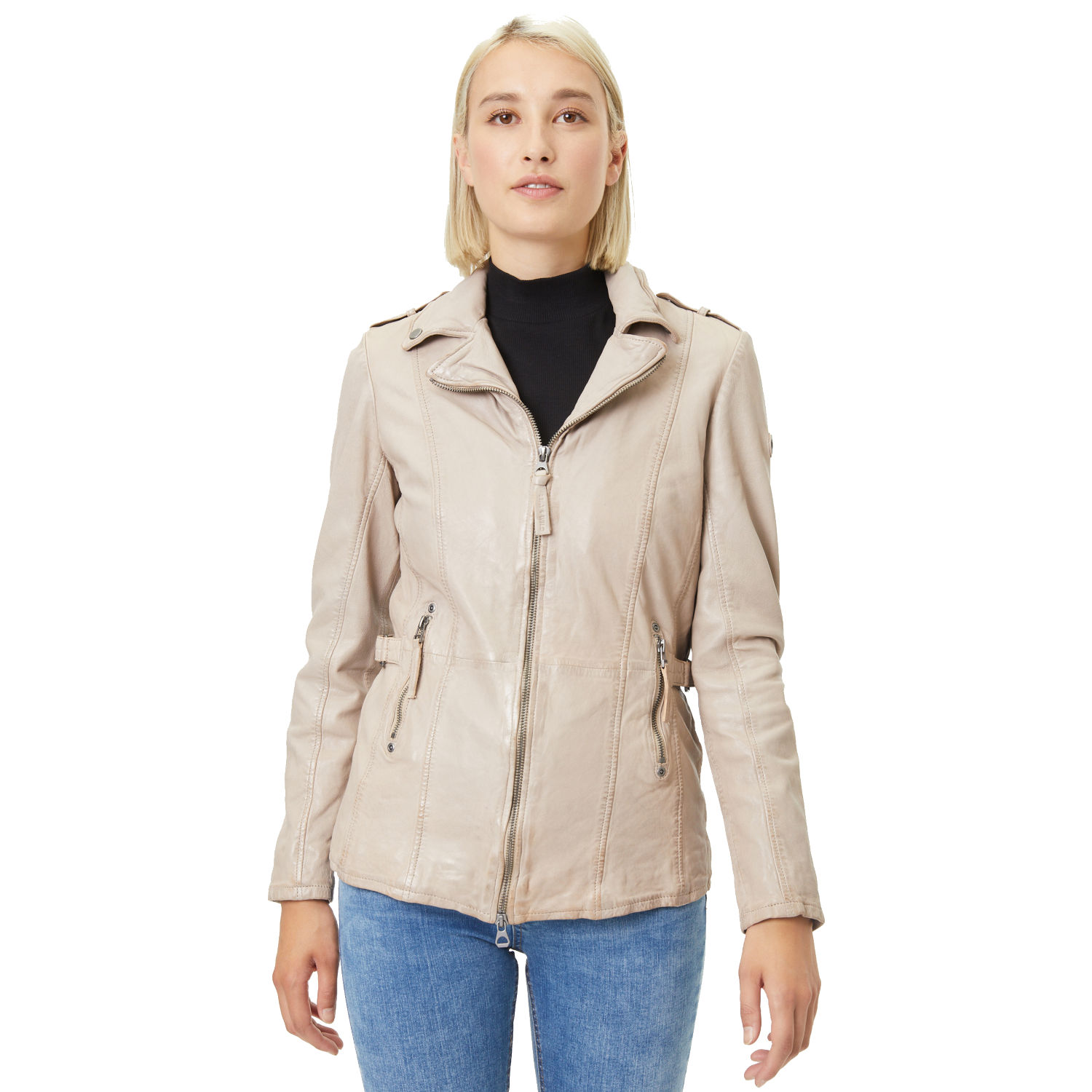 Geaca de Piele Dama Gipsy Bej Deschis GWYelli – Black Friday
