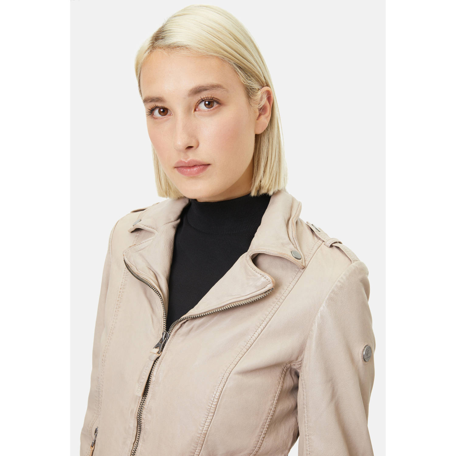 Geaca de Piele Dama Gipsy Bej Deschis GWYelli – Black Friday