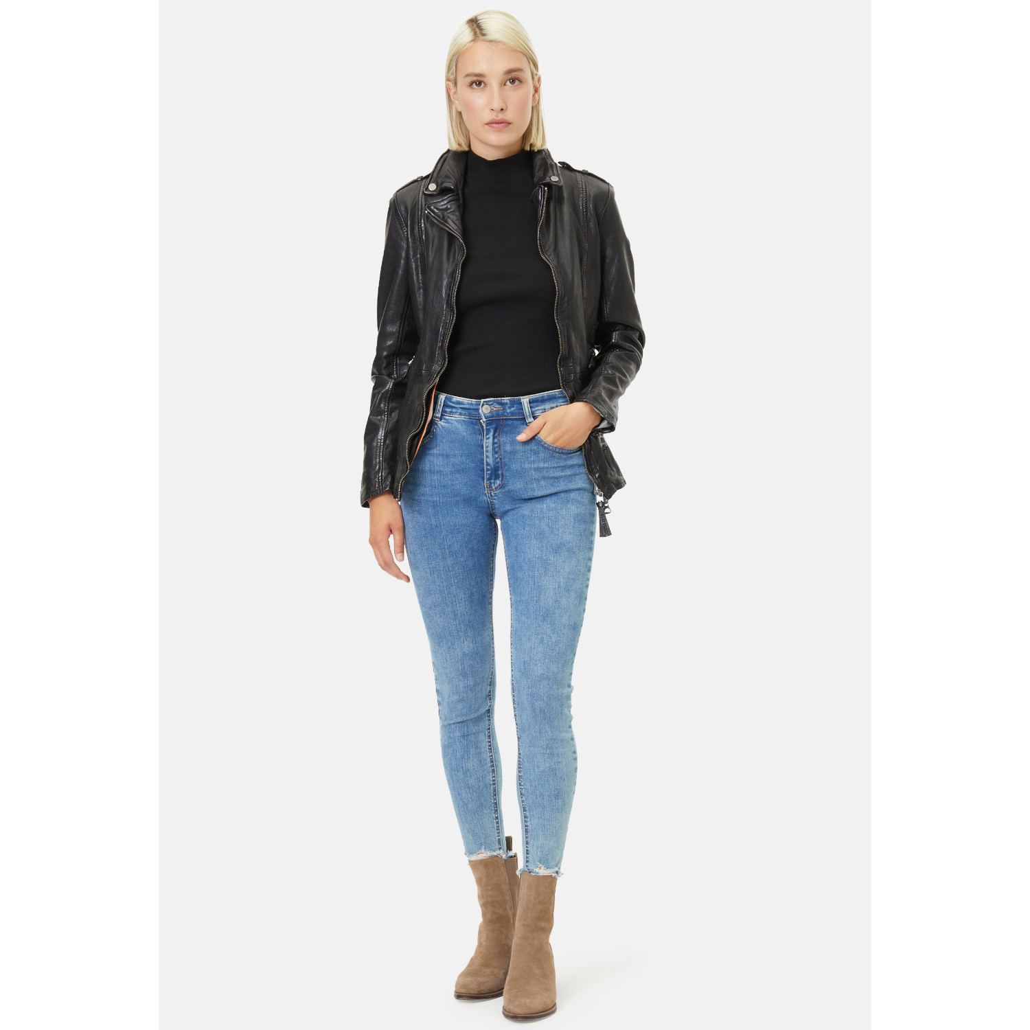 Geaca de Piele Dama Gipsy Neagra GWYelli – Black Friday