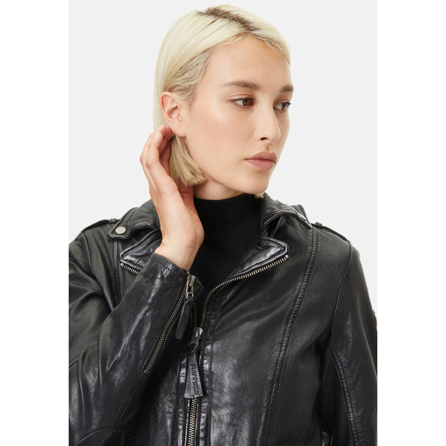 Geaca de Piele Dama Gipsy Neagra GWYelli – Black Friday