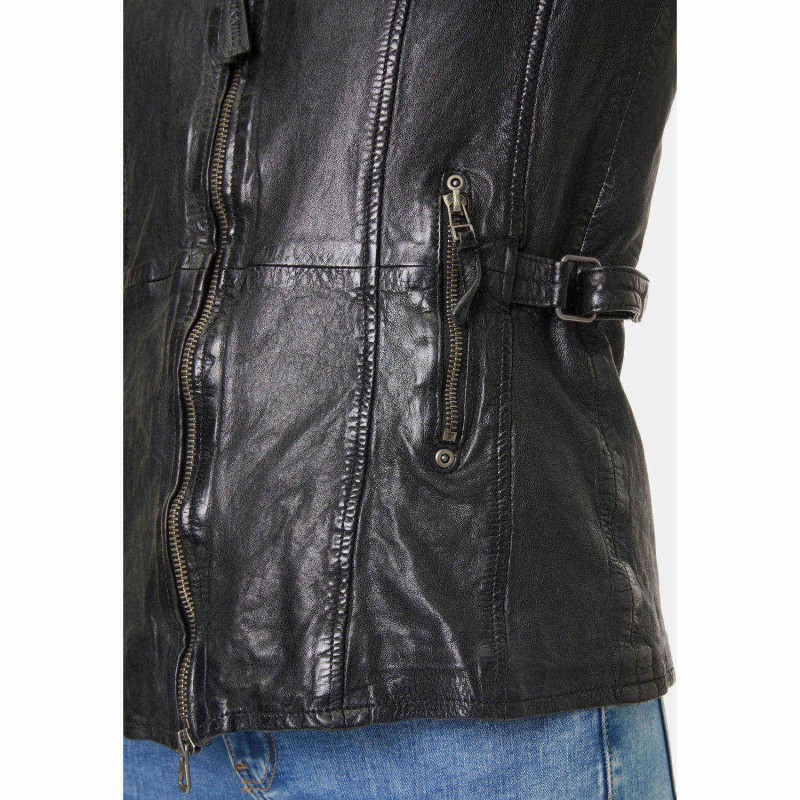 Geaca de Piele Dama Gipsy Neagra GWYelli – Black Friday