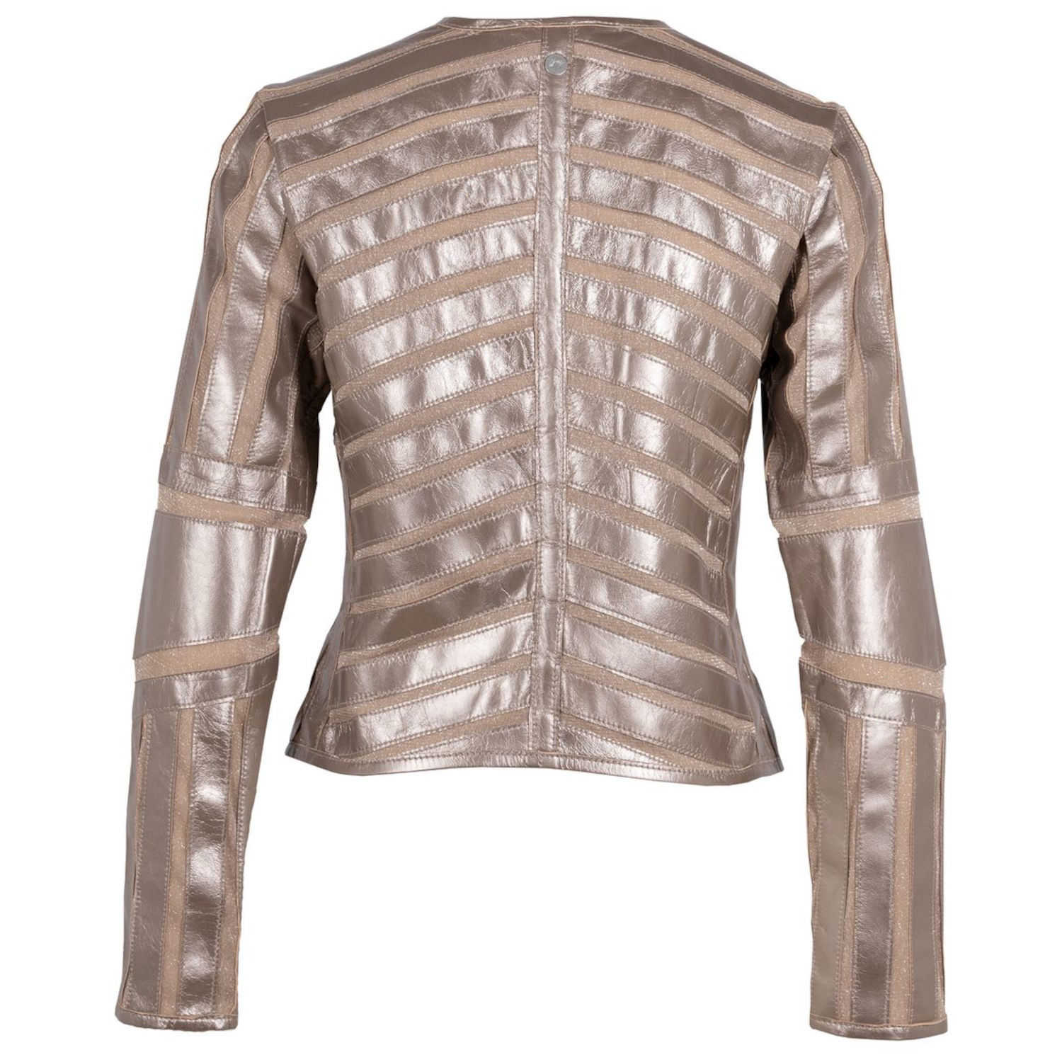 Geaca de Piele Dama Gipsy Argintiu Antic Metalizat GWYula – Geci de Piele