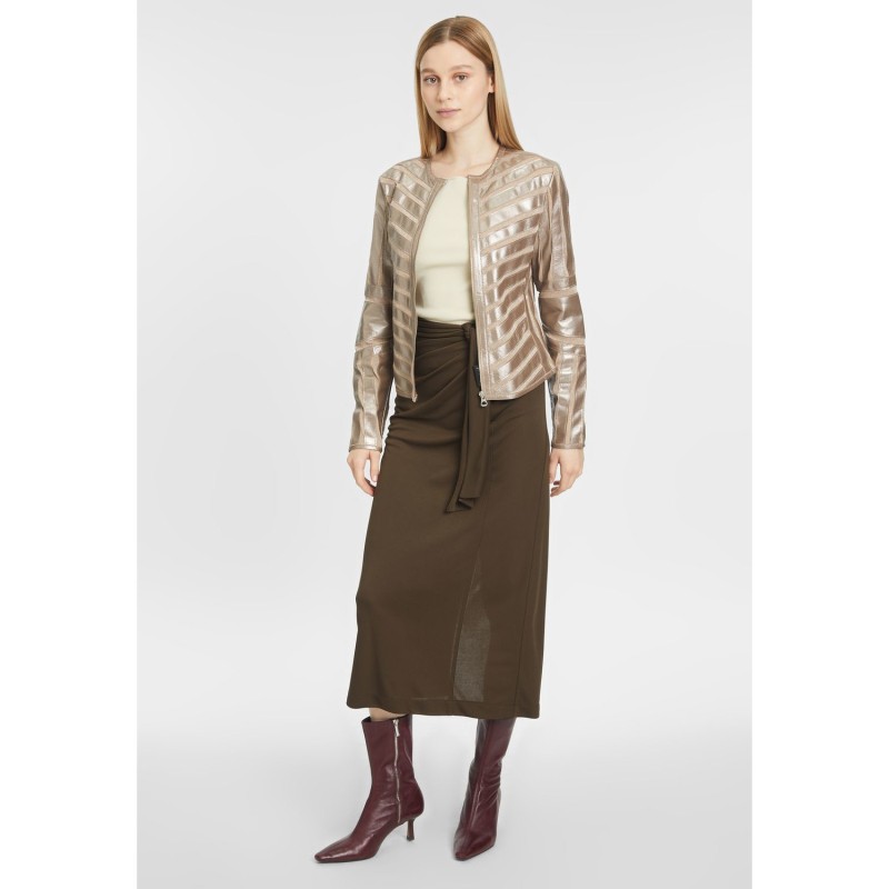 Geaca de Piele Dama Gipsy Argintiu Antic Metalizat GWYula – Geci de Piele