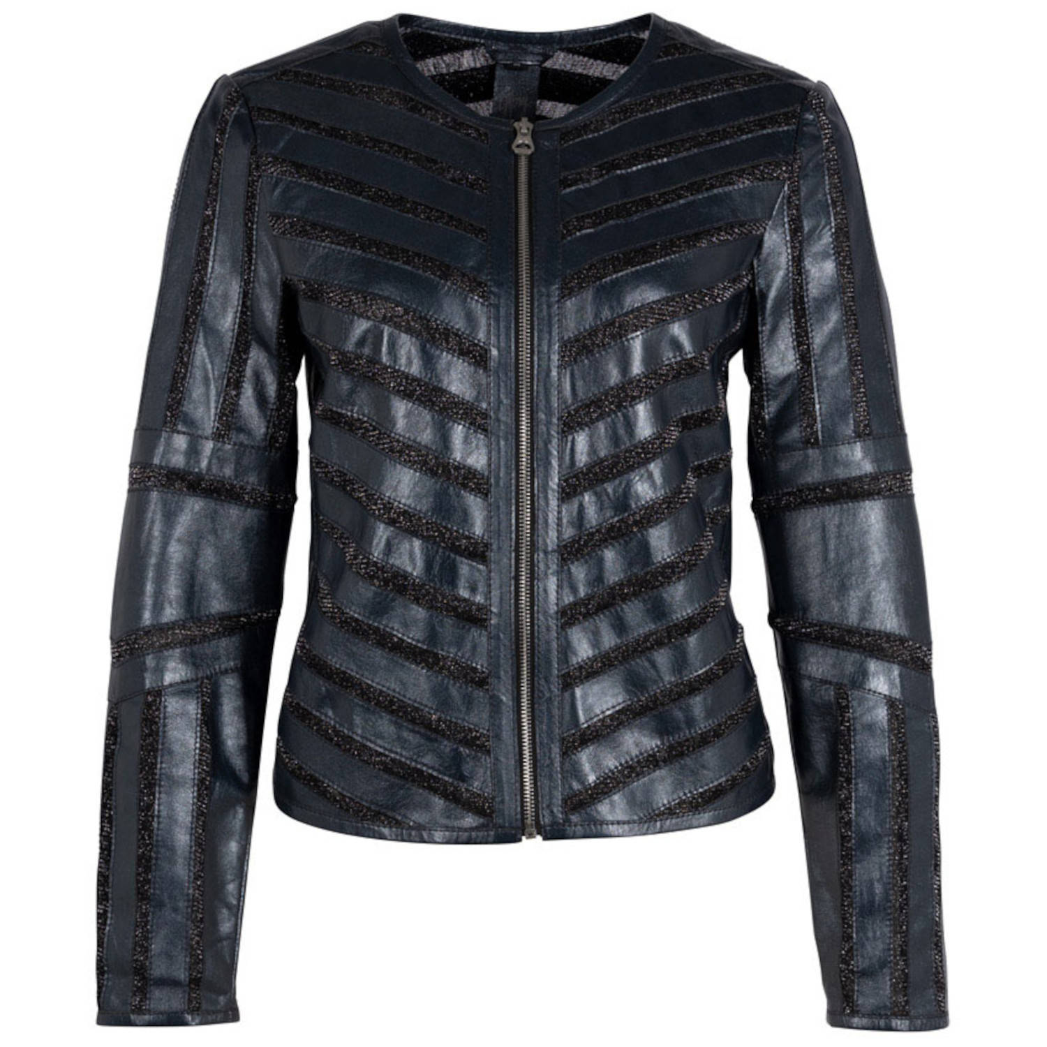 Geaca de Piele Dama Gipsy Bleumarin Inchis Metalizat GWYula – IMBRACAMINTE