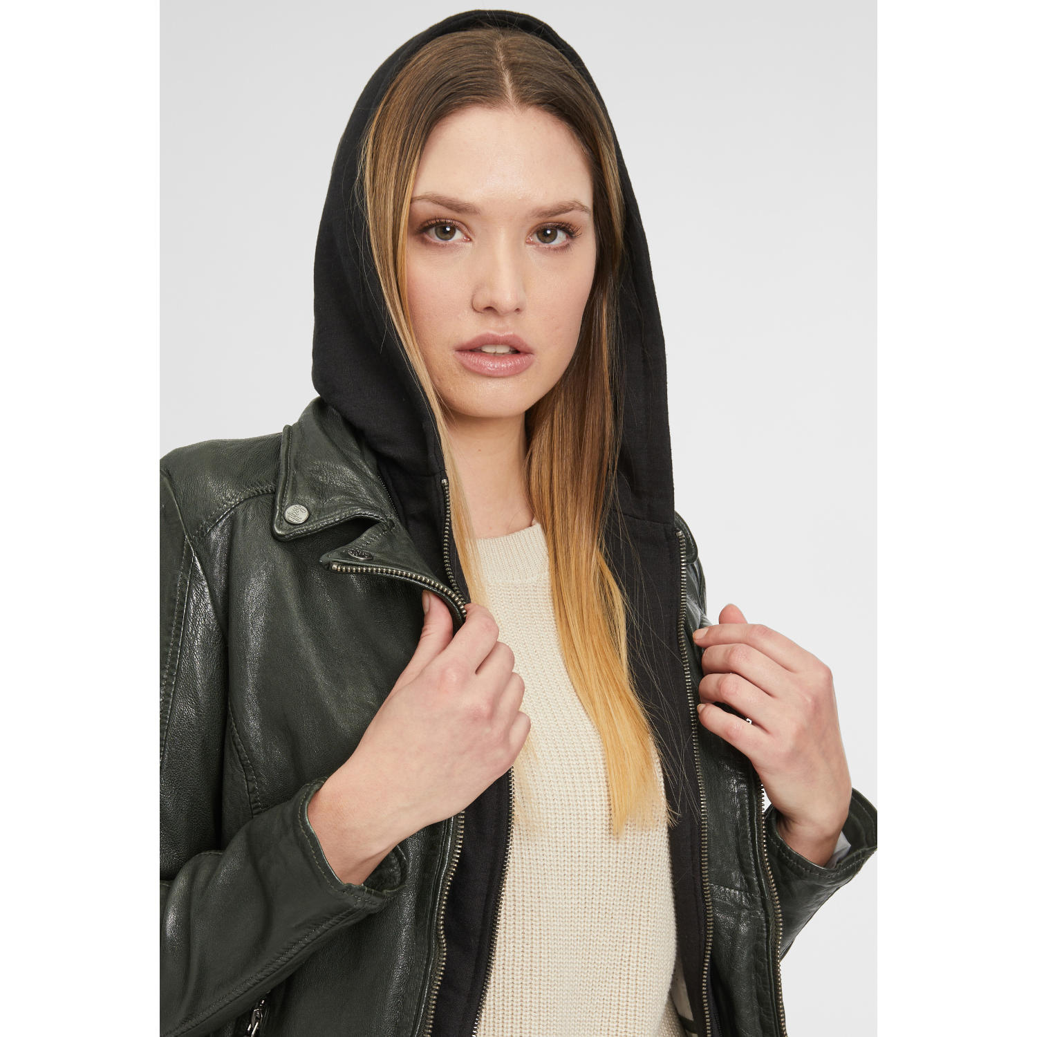 Geaca de Piele Dama Gipsy Olive Inchis GWYvie – Black Friday